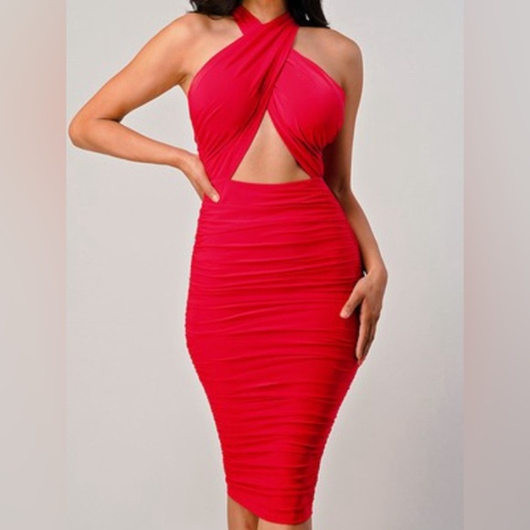 Lady in Red Halter Dress - Picture 7 of 10